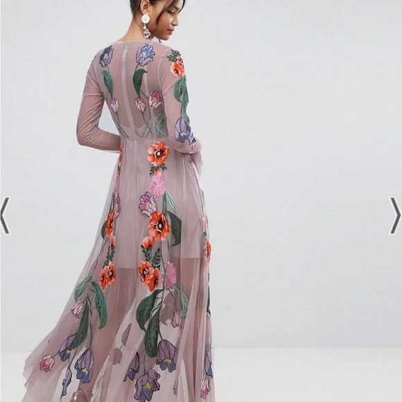 ISO ASOS EDITION Embroidered Floral Maxi Dress